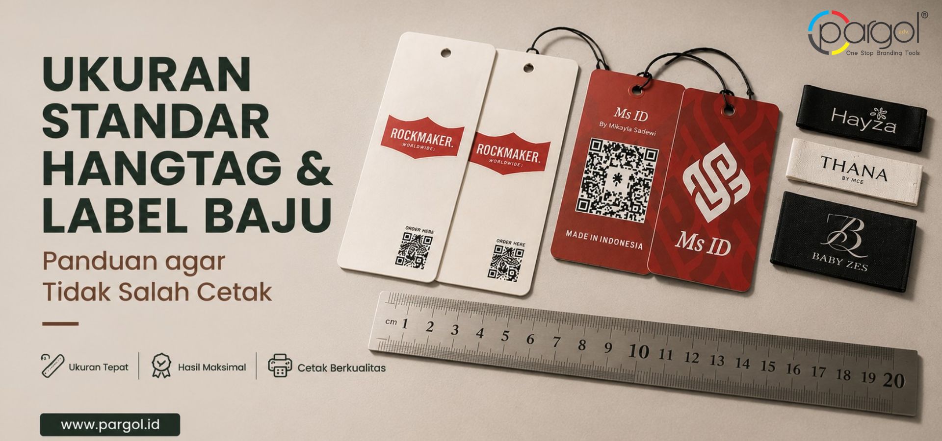 Ukuran standar hangtag dan label
